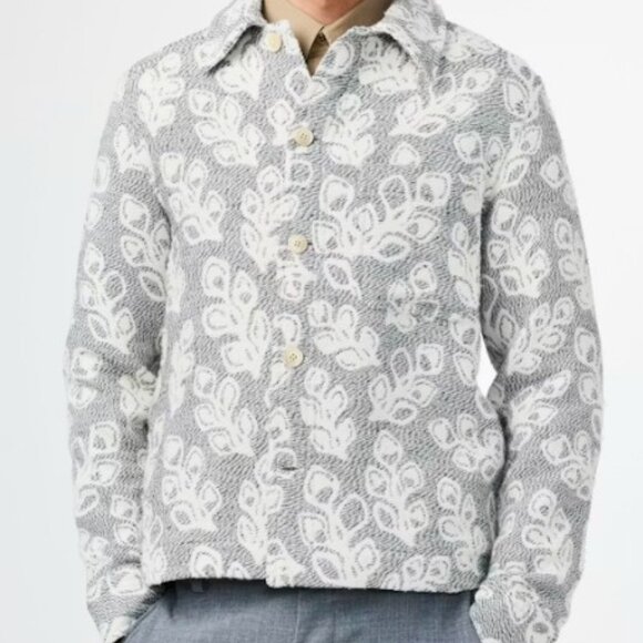 NN07 No Nationality MEN'S Rahim Floral Jacquard Front Jacket Black Melange SMALL - Picture 5 of 5